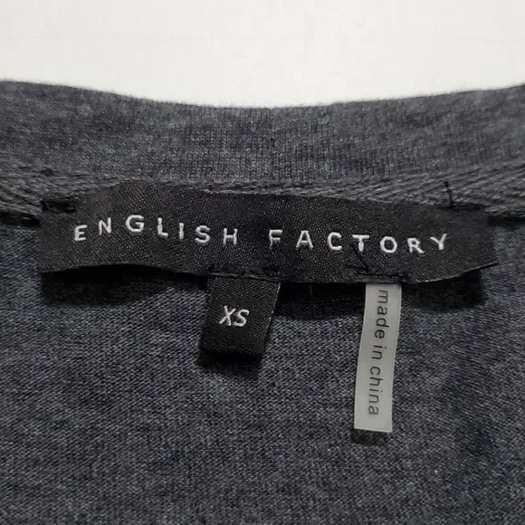 English Factory Pleated Puff Sleeve Top Blouse Size XS Gray Womens - Picture 8 of 9